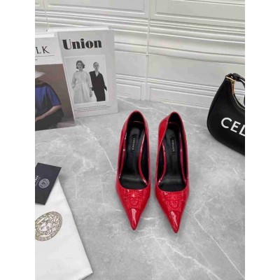 Versace La Medusa Pumps 105mm In Red Patent Leather