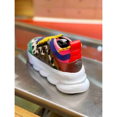 Versace Multicolour Chain Reaction Sneakers With Leopard Print