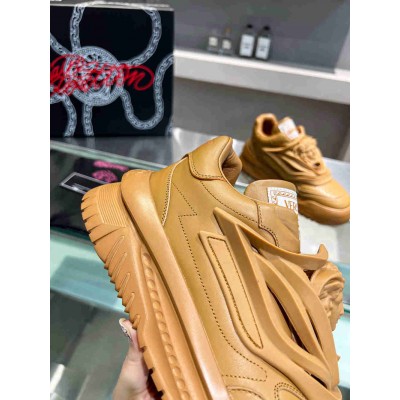 Versace Odissea Sneakers In Brown Leather