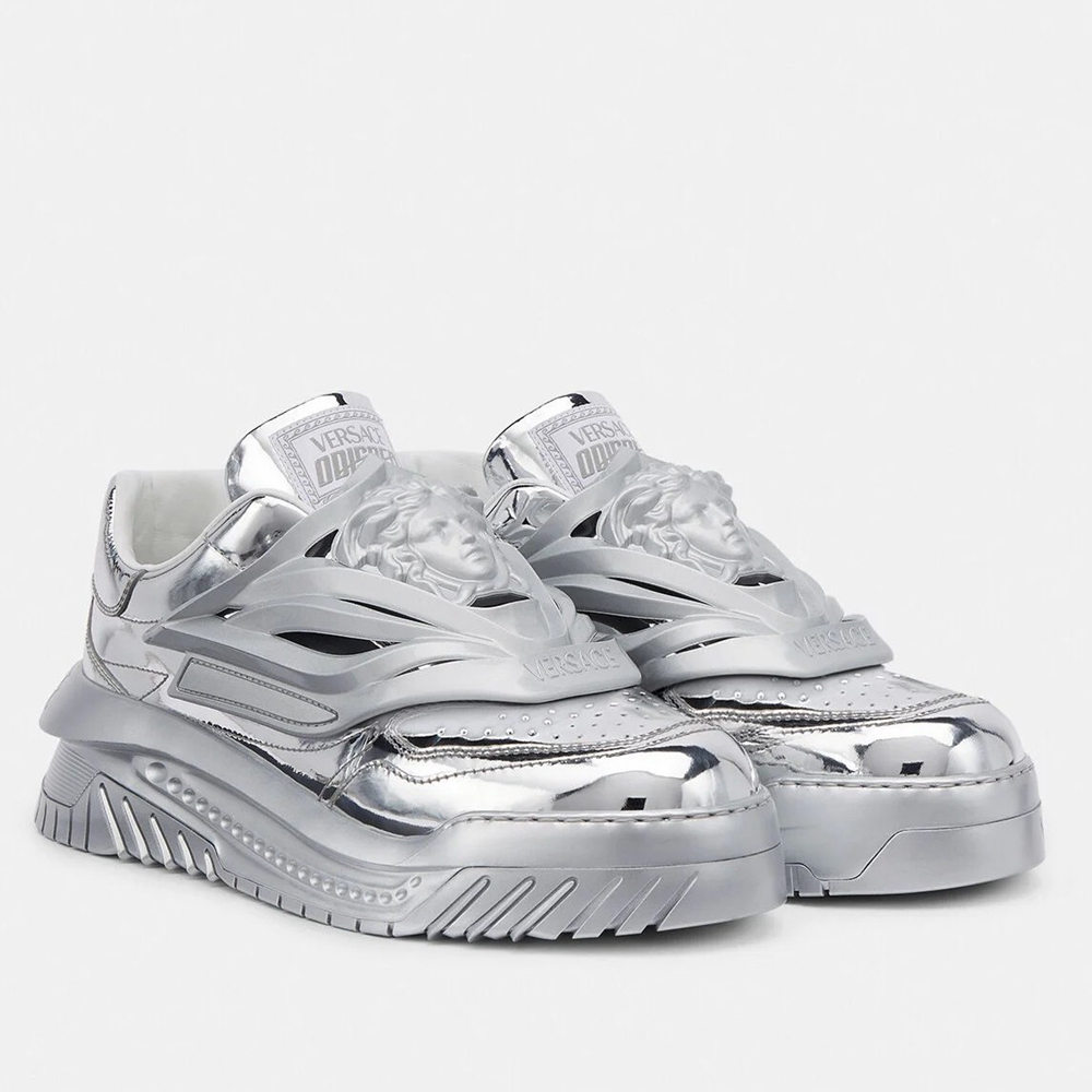 Versace Odissea Sneakers In Silver Leather