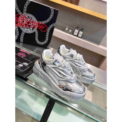 Versace Odissea Sneakers In Silver Leather