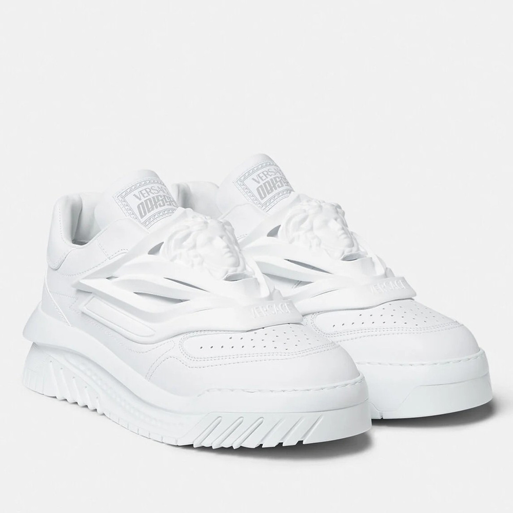 Versace Odissea Sneakers In White Leather