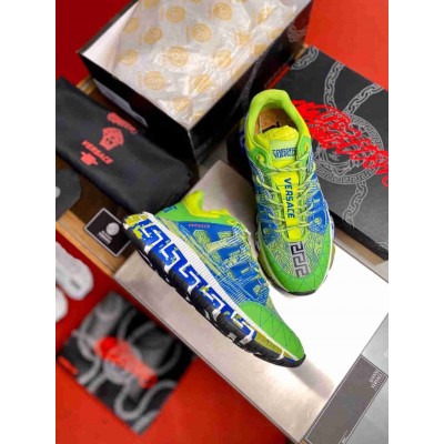 Versace Trigreca Sneakers With Green Print