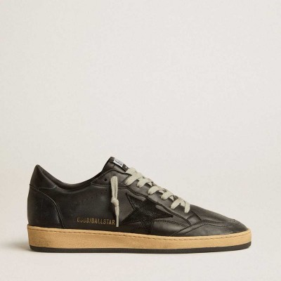 Golden Goose Ball Star Sneakers In Black Nappa With Suede Star And Nappa Heel Tab