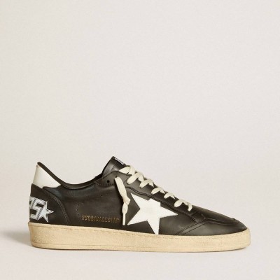 Golden Goose Ball Star Sneakers In Black Nappa With White Leather Star And Heel Tab