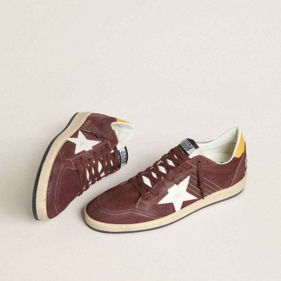 Golden Goose Ball Star Sneakers In Chocolate Nubuck With Leather Star And Heel Tab