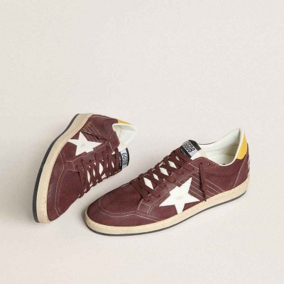 Golden Goose Ball Star Sneakers In Chocolate Nubuck With Leather Star And Heel Tab