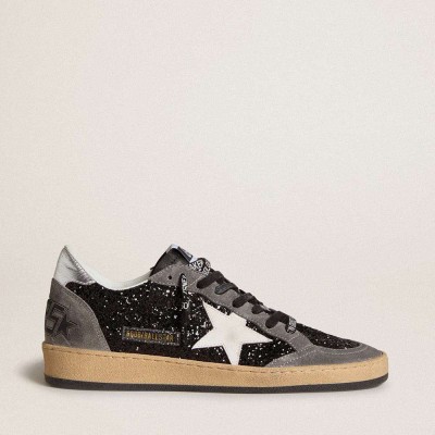 Golden Goose Ball Star Sneakers In Glitter With Leather Star And Metallic Leather Heel Tab