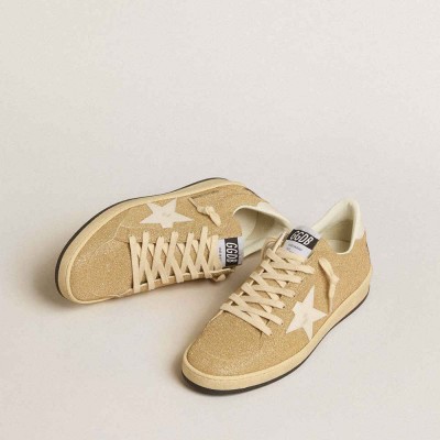 Golden Goose Ball Star Sneakers In Golden Swarovski Crystals With Milk-white Leather Star