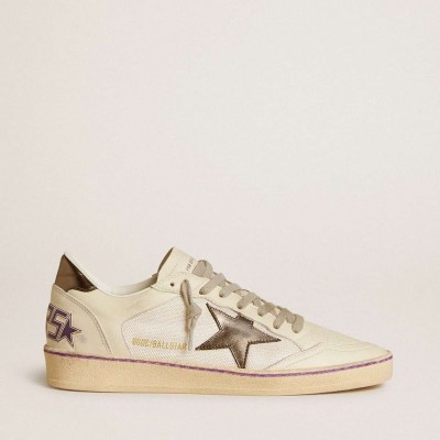 Golden Goose Ball Star Sneakers In Mesh And Leather With Metallic Leather Star And Heel Tab