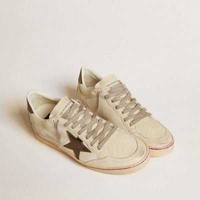 Golden Goose Ball Star Sneakers In Mesh And Leather With Metallic Leather Star And Heel Tab