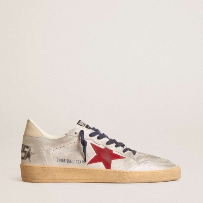 Golden Goose Ball Star Sneakers In Metallic Suede With Suede Star And Leather Heel Tab