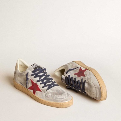 Golden Goose Ball Star Sneakers In Metallic Suede With Suede Star And Leather Heel Tab