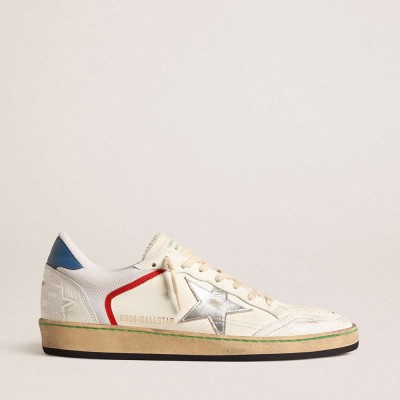 Golden Goose Ball Star Sneakers In Nappa And Mesh With Silver Metallic Leather Star