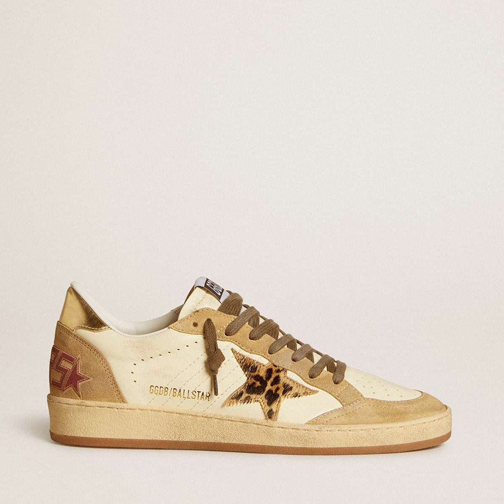Golden Goose Ball Star Sneakers In Nappa And Suede With Pony Skin Star And Metallic Heel Tab