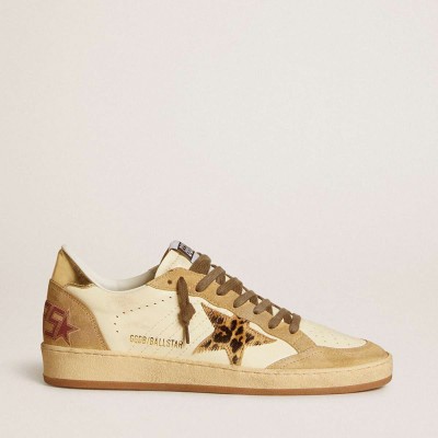 Golden Goose Ball Star Sneakers In Nappa And Suede With Pony Skin Star And Metallic Heel Tab