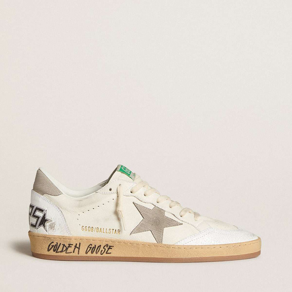 Golden Goose Ball Star Sneakers In Nappa Leather With Gray Nubuck Star And Heel Tab
