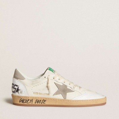 Golden Goose Ball Star Sneakers In Nappa Leather With Gray Nubuck Star And Heel Tab