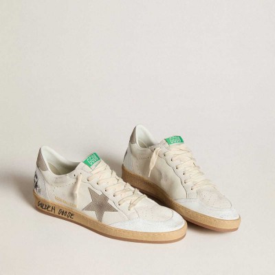 Golden Goose Ball Star Sneakers In Nappa Leather With Gray Nubuck Star And Heel Tab