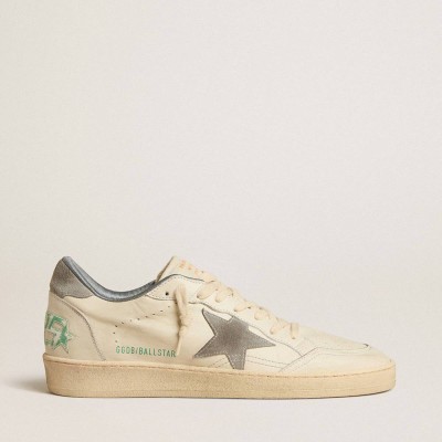 Golden Goose Ball Star Sneakers In Nappa Leather With Gray Suede Star And Heel Tab