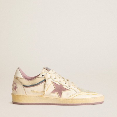 Golden Goose Ball Star Sneakers In Nappa Leather With Mauve TPU Star And Leather Heel Tab