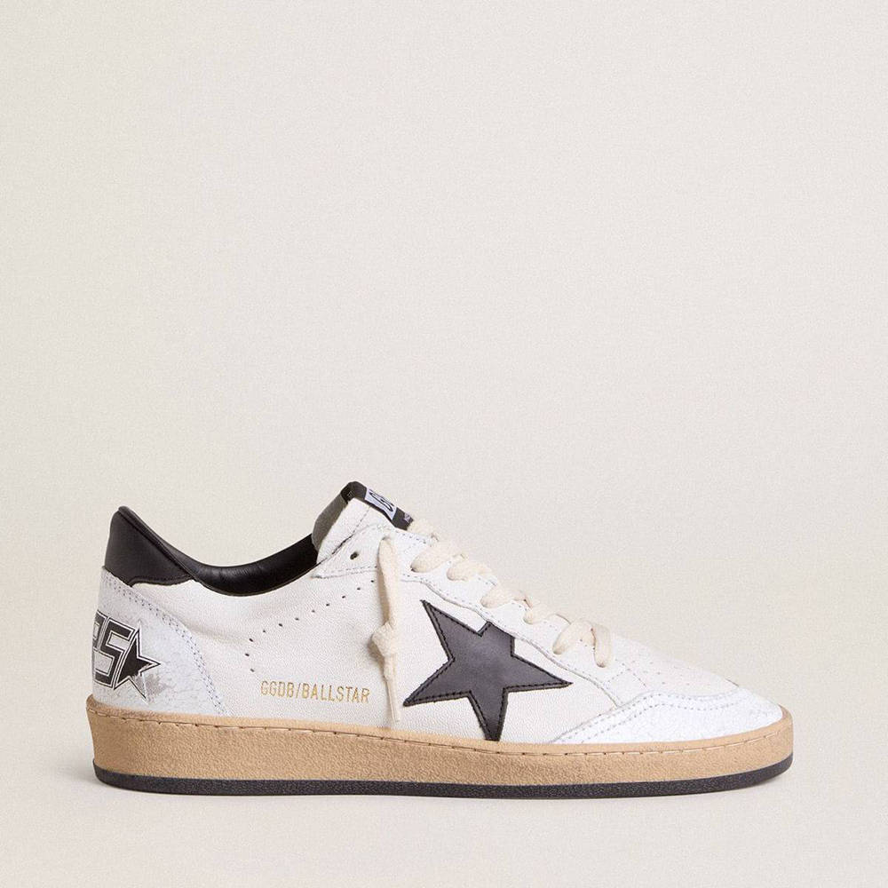 Golden Goose Ball Star Sneakers In Nappa With Black Star And Black Heel Tab