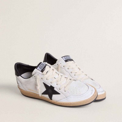 Golden Goose Ball Star Sneakers In Nappa With Black Star And Black Heel Tab
