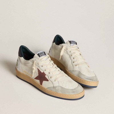 Golden Goose Ball Star Sneakers In Nappa With Brown Nubuck Star And Nappa Heel Tab