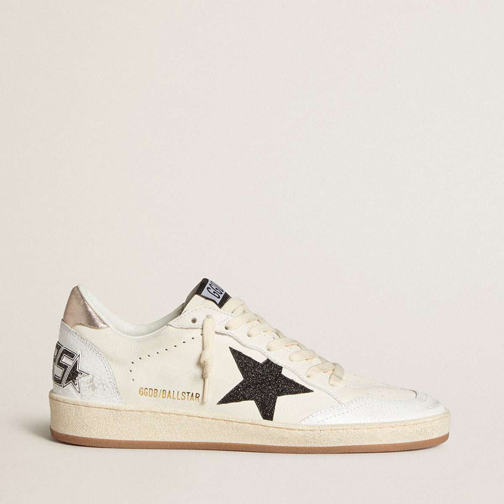 Golden Goose Ball Star Sneakers In Nappa With Glitter Star And Metallic Nappa Heel Tab
