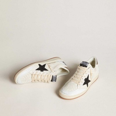 Golden Goose Ball Star Sneakers In Nappa With Glitter Star And Metallic Nappa Heel Tab