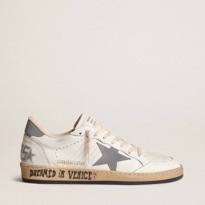 Golden Goose Ball Star Sneakers In Nappa With Gray Reflective Nylon Star And Heel Tab