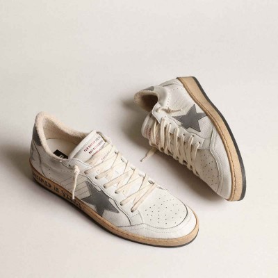 Golden Goose Ball Star Sneakers In Nappa With Gray Reflective Nylon Star And Heel Tab