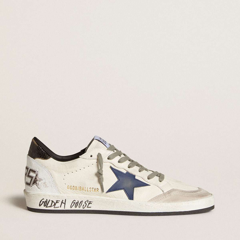 Golden Goose Ball Star Sneakers In Nappa With Leather Star And Metallic Leather Heel Tab