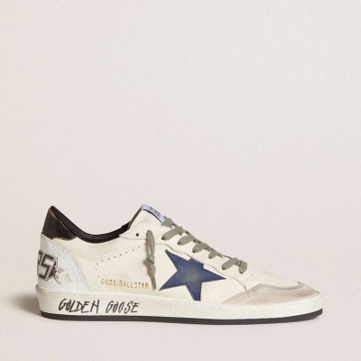 Golden Goose Ball Star Sneakers In Nappa With Leather Star And Metallic Leather Heel Tab