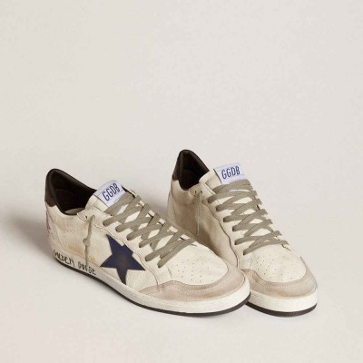 Golden Goose Ball Star Sneakers In Nappa With Leather Star And Metallic Leather Heel Tab