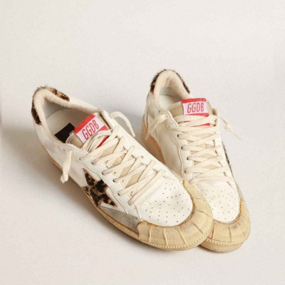Golden Goose Ball Star Sneakers In Nappa With Leopard-print Pony Skin Star And Heel Tab