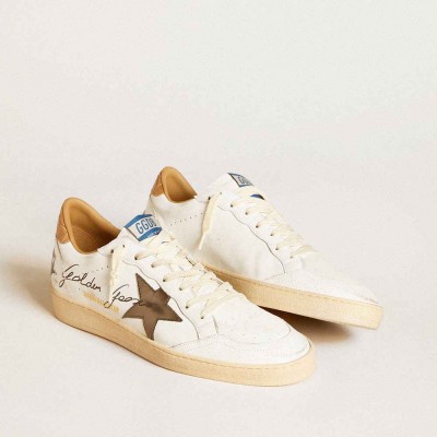 Golden Goose Ball Star Sneakers In Nappa With Metallic Star And Croc-print Leather Heel Tab
