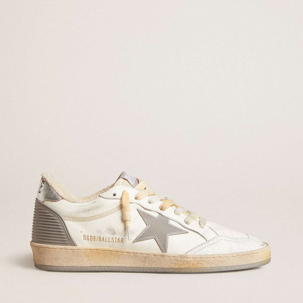 Golden Goose Ball Star Sneakers In Nappa With Rubber Star And Silver Leather Heel Tab