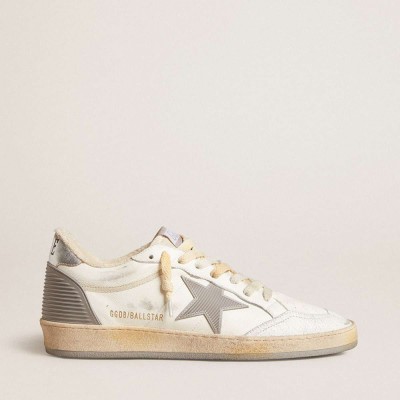 Golden Goose Ball Star Sneakers In Nappa With Rubber Star And Silver Leather Heel Tab
