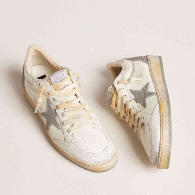 Golden Goose Ball Star Sneakers In Nappa With Rubber Star And Silver Leather Heel Tab
