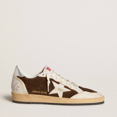 Golden Goose Ball Star Sneakers In Suede With Leather Star And Metallic Leather Heel Tab