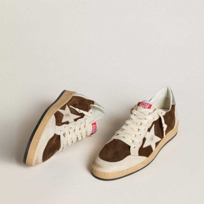Golden Goose Ball Star Sneakers In Suede With Leather Star And Metallic Leather Heel Tab