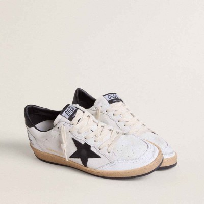 Golden Goose Ball Star Sneakers In White Nappa With Black Star