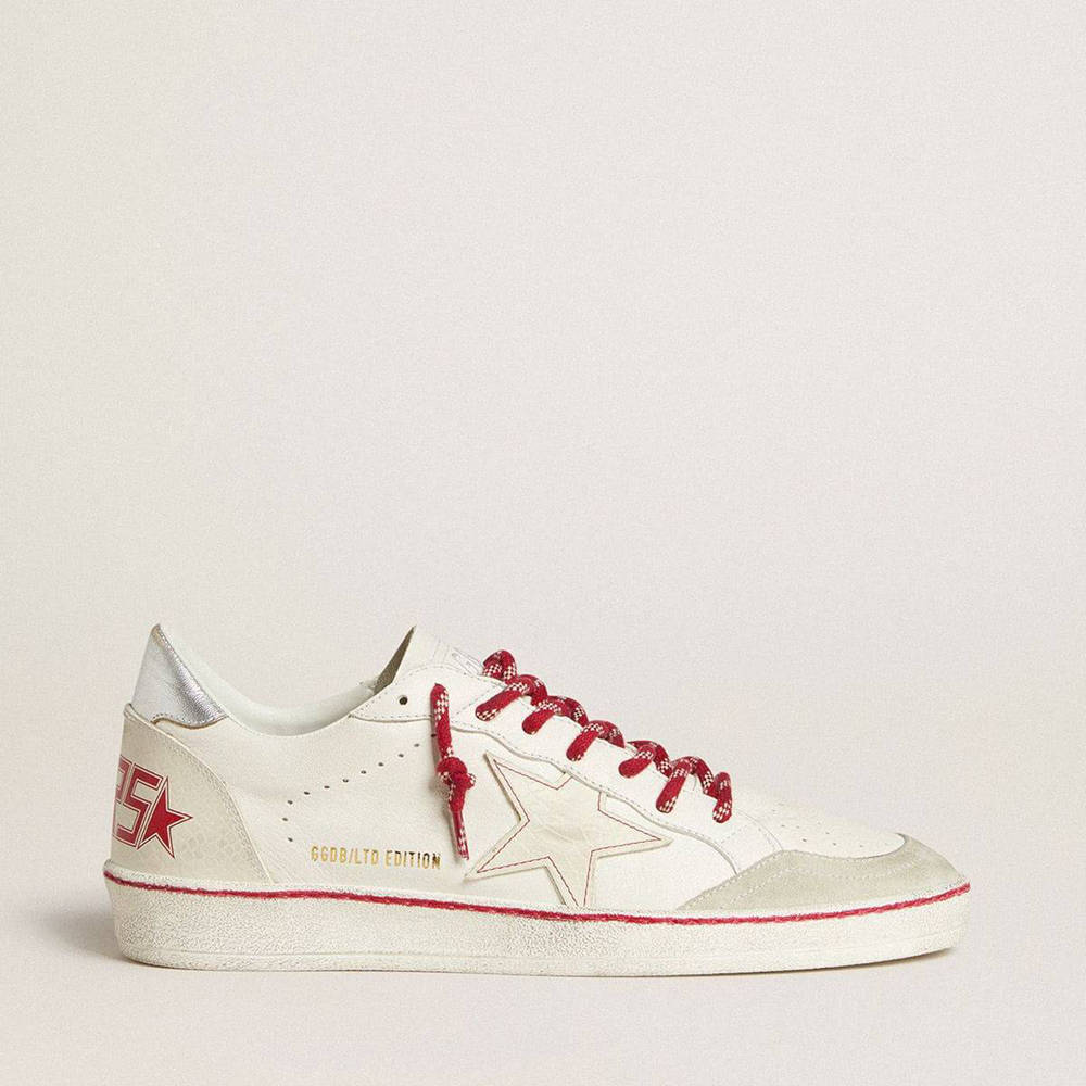 Golden Goose Ball Star LTD Sneakers CNY In White Leather With A Lived-in Effect