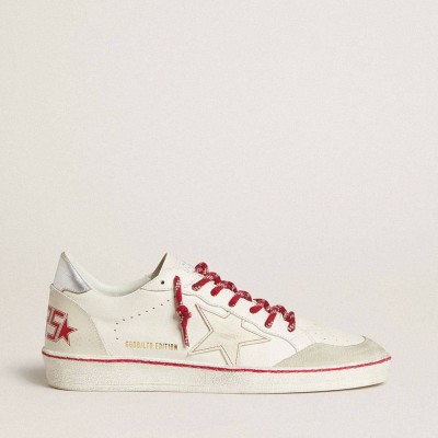 Golden Goose Ball Star LTD Sneakers CNY In White Leather With A Lived-in Effect