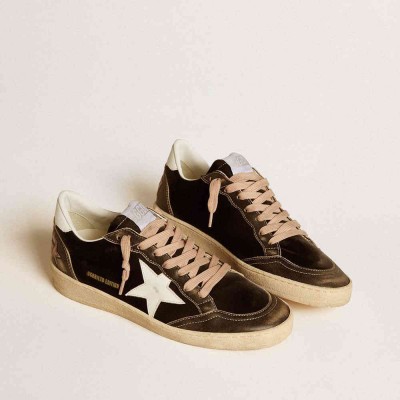 Golden Goose Ball Star LTD Sneakers In Black Velvet With White Leather Star And Heel Tab