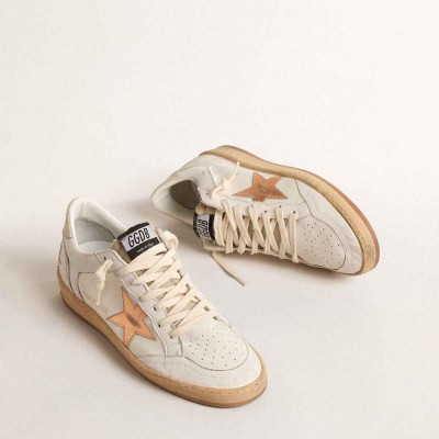 Golden Goose Ball Star LTD Sneakers In Canvas And Nappa With Bronze Metallic Leather Star