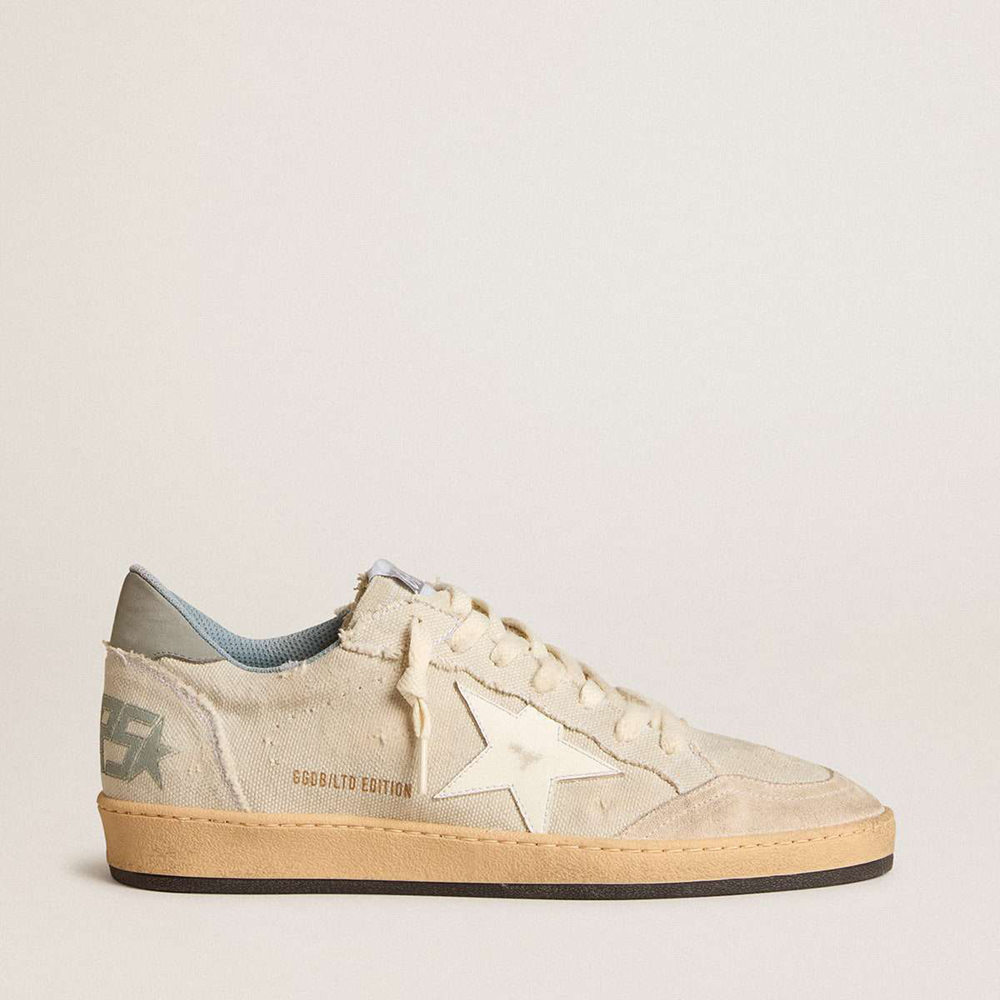 Golden Goose Ball Star LTD Sneakers In Gray Canvas With Leather Star And Nubuck Heel Tab