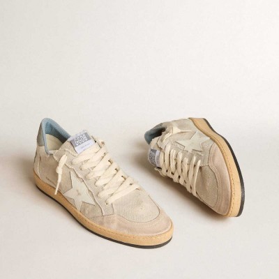 Golden Goose Ball Star LTD Sneakers In Gray Canvas With Leather Star And Nubuck Heel Tab