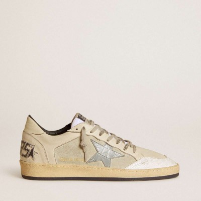 Golden Goose Ball Star LTD Sneakers In Leather And Suede With Crocodile Print Leather Star